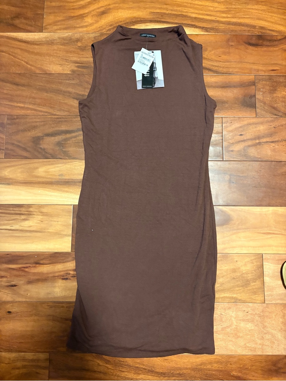 Naked Wardrobe Sleeveless Brown Bodycon Dress